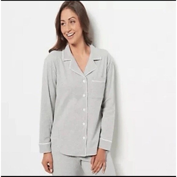RM Rebecca Minkoff Women's XL Notch Collar Pajama Set Gray - Picture 3 of 16